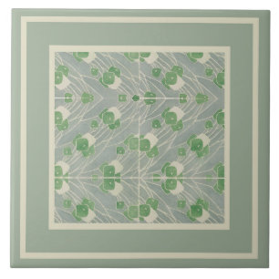 Green Geometric 1915 Hannah Borger Overbeck Ceramic Tile