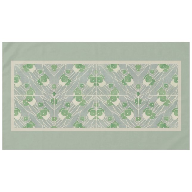 Green Geometric 1915 Hannah Borger Overbeck Tablecloth (Front (Horizontal))