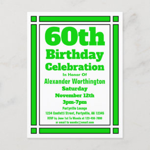 Green Geometric 60th Birthday Invitation Postcard
