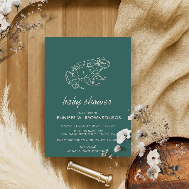 Green Geometric Animal Summer Fall Frog Invitation (Creator Uploaded)