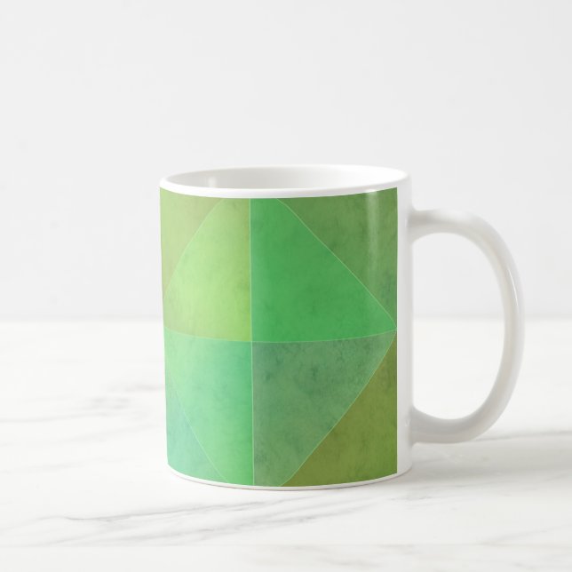 Green Geometric Art Triangle Pattern Coffee Mug (Right)