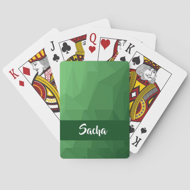 Green geometric  crystal playing cards (Back)