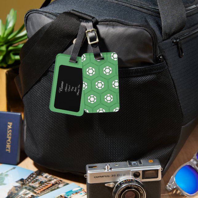 Green geometric design luggage tag (Front & Back)