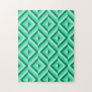 Green Geometric Diamond Pattern Frustrating Jigsaw Puzzle