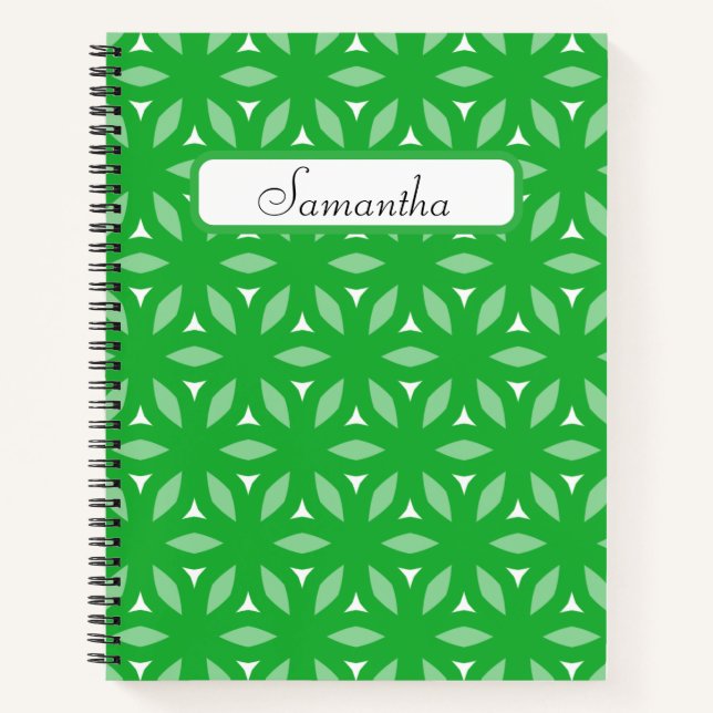 Green Geometric Floral Abstract Notebook (Front)
