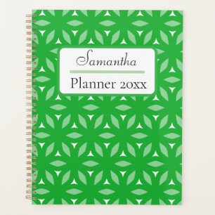 Green Geometric Floral Abstract Planner