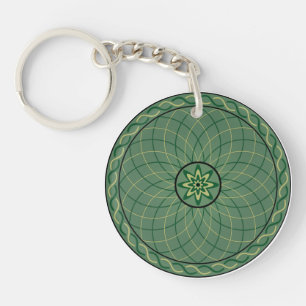 Green Geometric Flower Key Ring