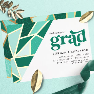 Green Geometric Gold Modern Graduation Party