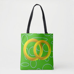 Green Geometric Gold Rings Tote Bag