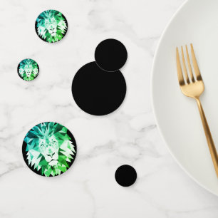 Green Geometric Lion Confetti