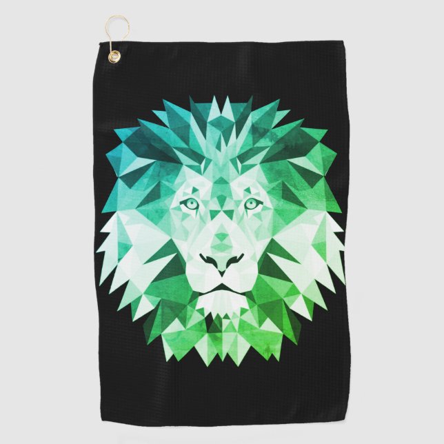 Green Geometric Lion Golf Towel (Front)