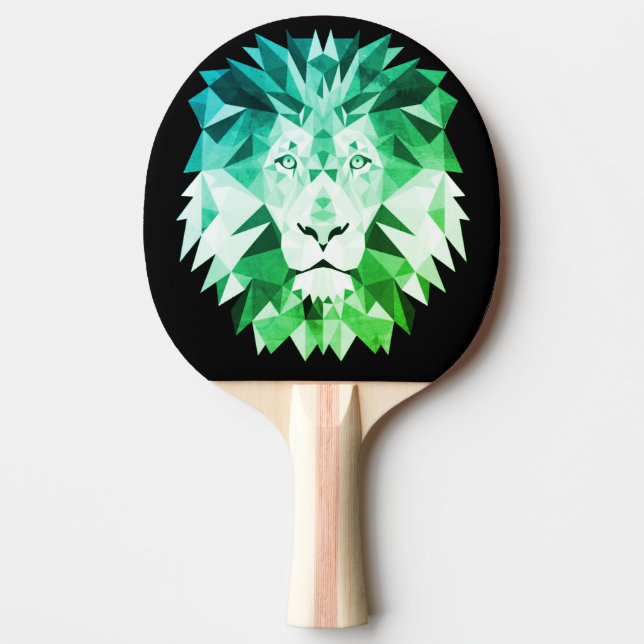 Green Geometric Lion Ping Pong Paddle (Front)