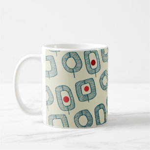 Green Geometric Open Shapes with Red Dots Coffee Mug