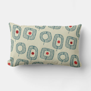 Green Geometric Open Shapes with Red Dots Lumbar Cushion