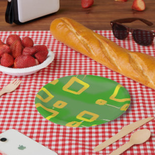 Green Geometric Paper Plate