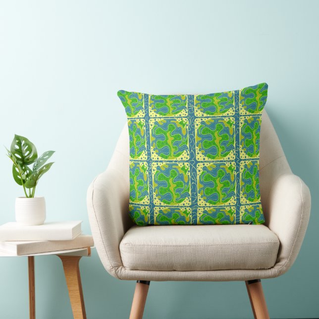 Green geometric pattern cushion (Chair)