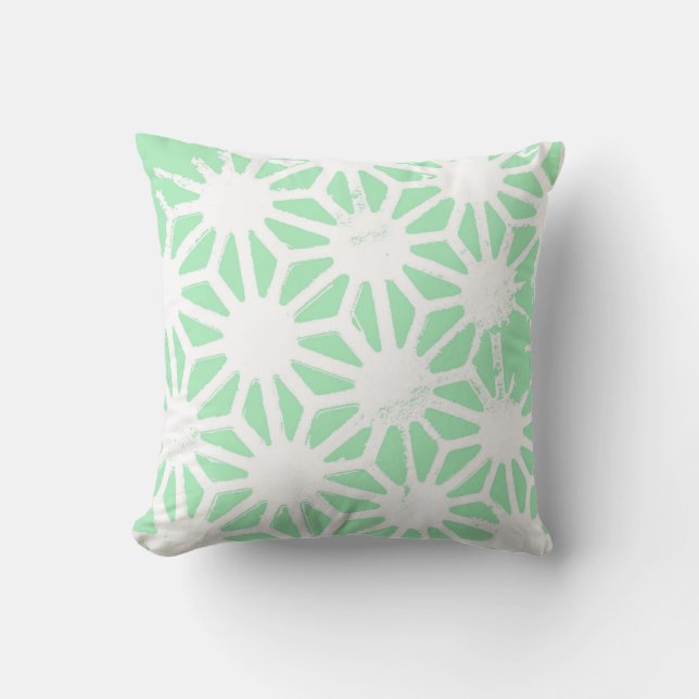 Green geometric pattern cushion (Front)