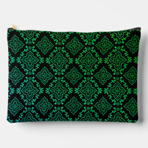 Green Geometric Pattern / Indian Print  Accessory Pouch