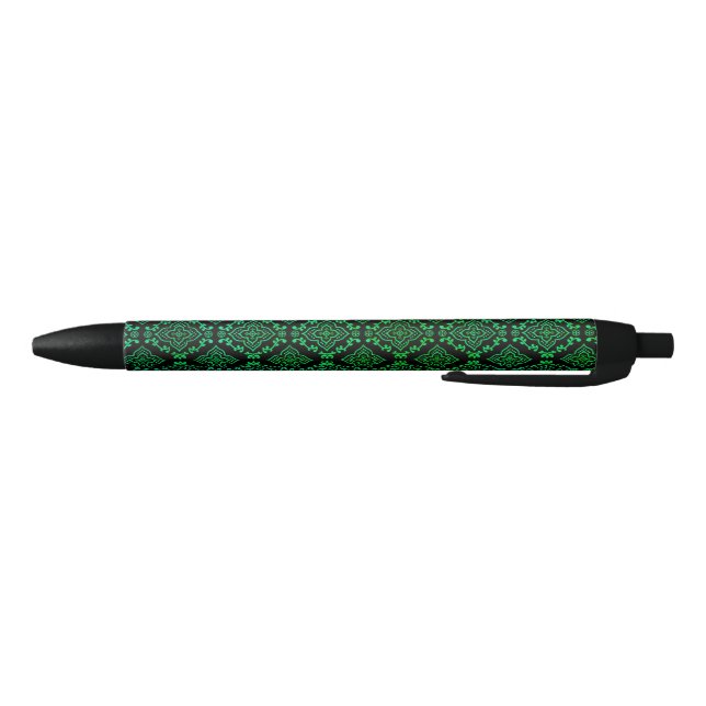 Green Geometric Pattern / Indian Print  Black Ink Pen (Bottom)