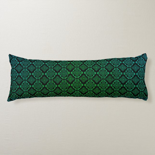 Green Geometric Pattern / Indian Print  Body Cushion (Front)