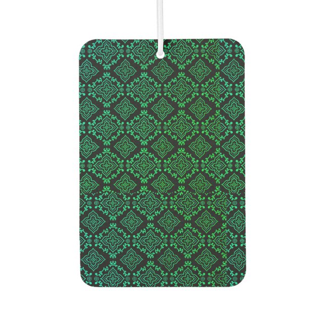 Green Geometric Pattern / Indian Print  Car Air Freshener (Front)