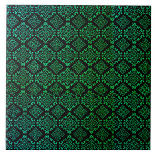 Green Geometric Pattern / Indian Print Ceramic Tile