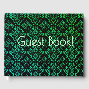 Green Geometric Pattern / Indian Print Guest Book