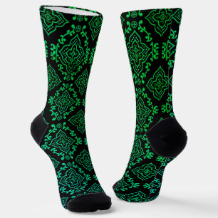 Green Geometric Pattern / Indian Print Socks