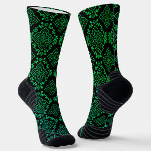 Green Geometric Pattern / Indian Print Socks