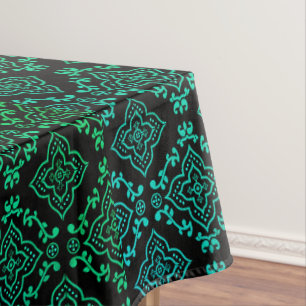 Green Geometric Pattern / Indian Print Tablecloth