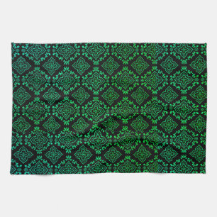 Green Geometric Pattern / Indian Print Tea Towel