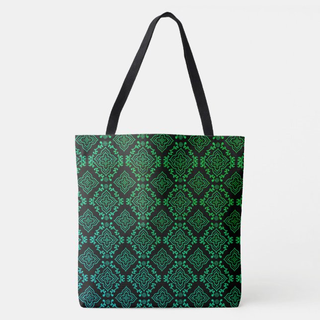 Green Geometric Pattern / Indian Print  Tote Bag (Front)