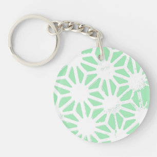 Green geometric pattern key ring