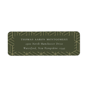Green Geometric Pattern Return Address Label