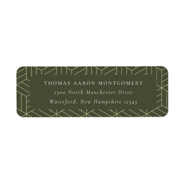 Green Geometric Pattern Return Address Label (Front)