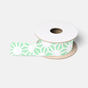 Green geometric pattern satin ribbon