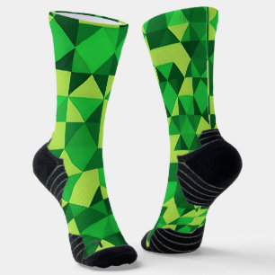 Green Geometric Pattern St Patrick's Day Socks