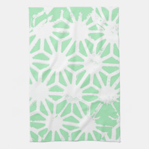 Green geometric pattern tea towel