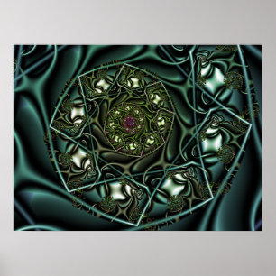 Green Geometric Spiral Poster