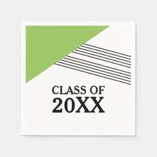 Green Geometric Stripe Graduation Paper Napkins