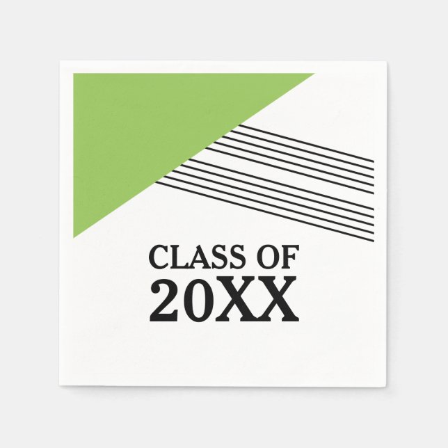 Green Geometric Stripe Graduation Paper Napkins (Front)