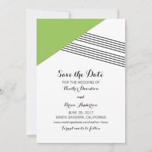 Green Geometric Stripe Save the Date Invite