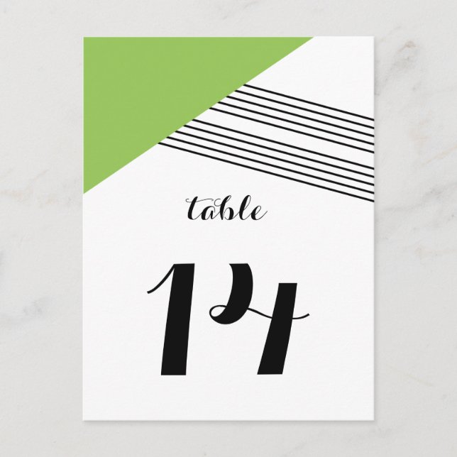 Green Geometric Stripe Table Postcard (Front)