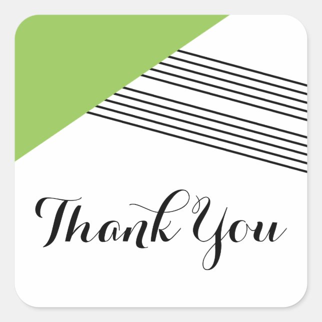 Green Geometric Stripe Thank You Stickers (Front)