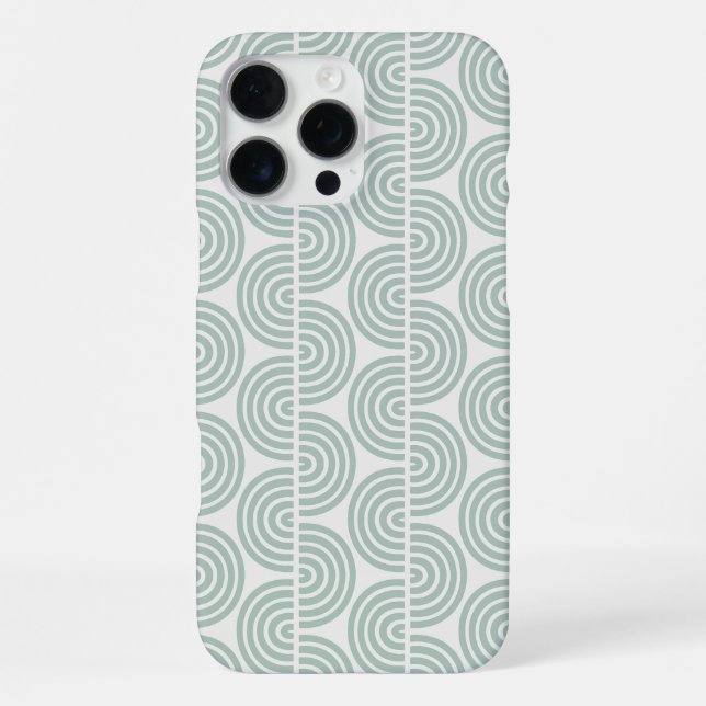 Green Geometric Stripes Waves Pattern  iPhone Case (Back)