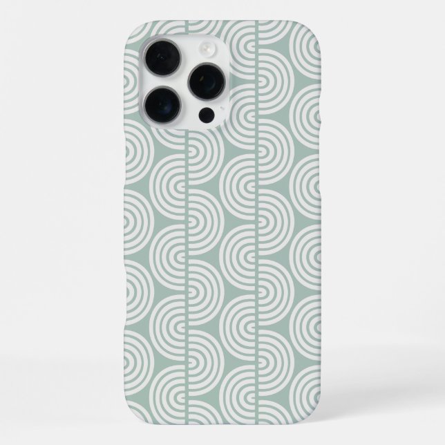 Green Geometric Stripes Waves Pattern  iPhone Case (Back)