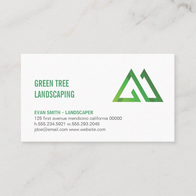 Green Geometric | Stylised Natural Logo Business Card (Front)