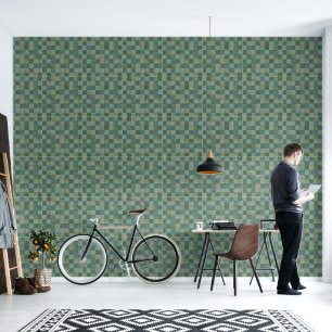 Green geometric tile pattern Vinyl Wallpaper