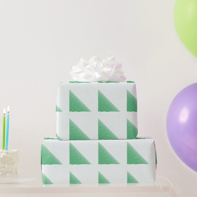 Green Geometric Triangle Tree Patterns Christmas Wrapping Paper (Party Gifts)