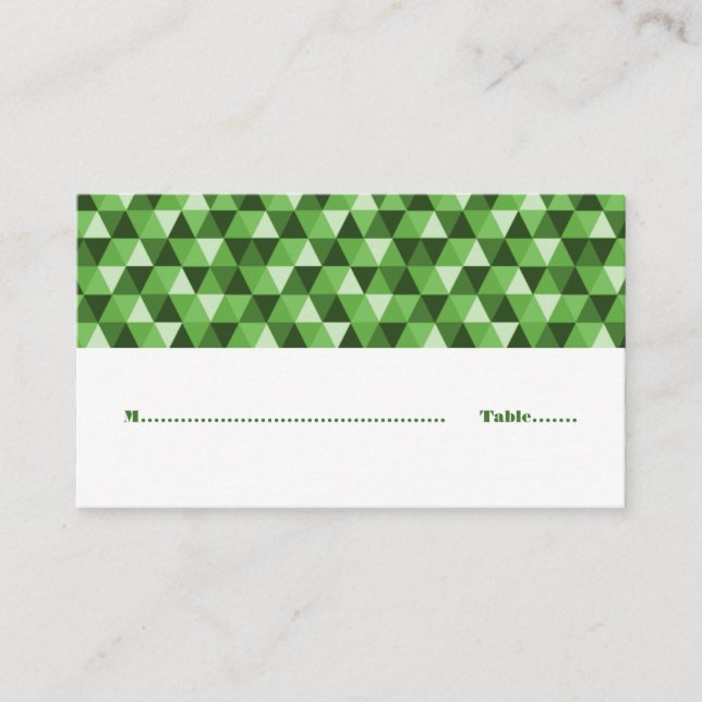 Green Geometric Triangles Place Card (Front)